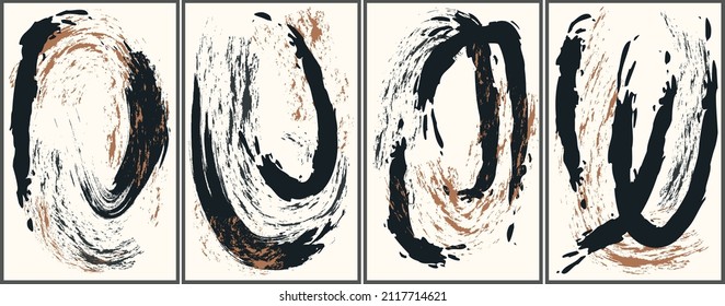 conjunto de moda de abstracto creativo minimalista artístico de ilustración vectorial a mano dibujada a mano. líneas curvadas con salpicadura de color para las artes de la pared, decoración, tableau, afiches, capa, cubre una postal.