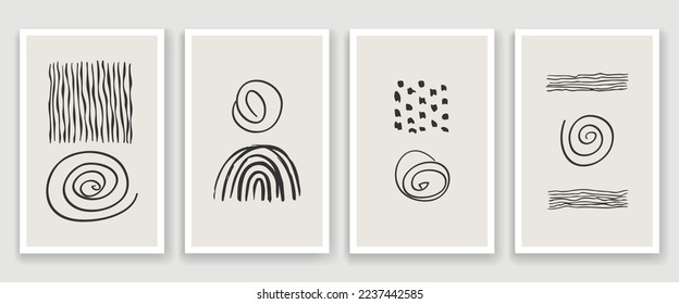 Conjunto de moda de composición artística artística abstracta y creativa de mano pintada ideal para la decoración de paredes, como diseño de postal o de folleto, ilustración vectorial