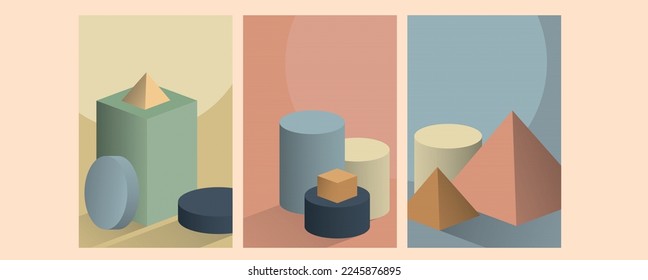 Un conjunto de moda de composición artística abstracta creativa minimalista ideal para la decoración de paredes, como el diseño de postales o folletos, ilustración vectorial