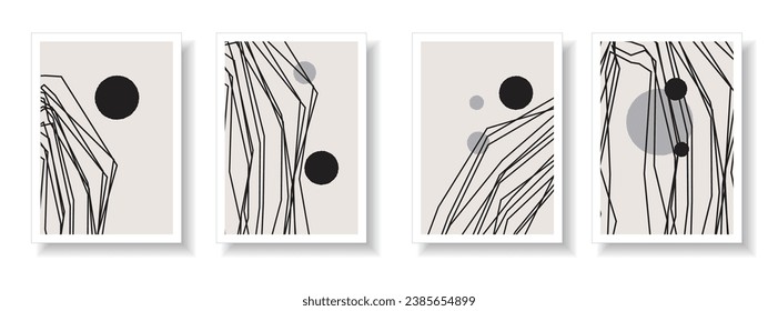 Conjunto de moda de composición artística abstracta creativa y minimalista, ideal para la decoración de paredes, como ilustración de diseño de postales o folletos