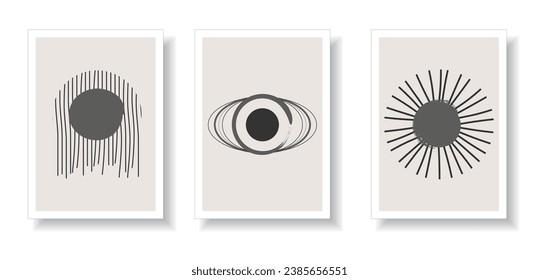 Trendy Set von abstrakten kreativen minimalistischen künstlerischen Kompositionen, ideal für die Wanddekoration, wie Postkarte oder Broschüren Design, Vektorgrafik