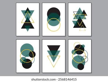 Trendy set of abstract creative minimalist artistic geometric compositions