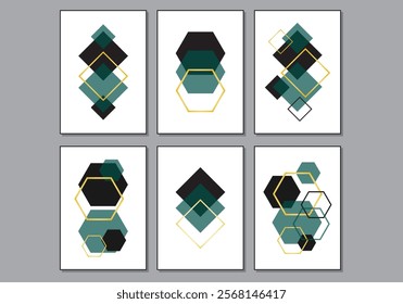 Trendy set of abstract creative minimalist artistic geometric compositions