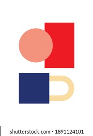 Trendy set of abstract geometric shapes vector, Geometric abstract artwork with colorful shapes, Perfect shapes vector to use in branding, poster, prints, packaging, wall art, for social media