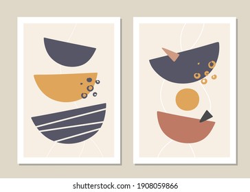 A trendy set of abstract geometric shapes in a minimal style, great decoration for walls, cards, brochures, packaging, covers. Vector illustration.