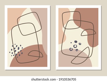 Un conjunto moderno de formas geométricas abstractas en un estilo minimalista, gran decoración para paredes, tarjetas, folletos, empaques, cubiertas. Ilustración vectorial.