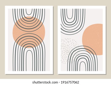 A trendy set of abstract geometric shapes in a minimal style, great decoration for walls, cards, brochures, packaging, covers. Vector illustration.