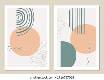 A trendy set of abstract geometric shapes in a minimal style, great decoration for walls, cards, brochures, packaging, covers. Vector illustration.