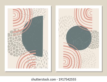 A trendy set of abstract geometric shapes in a minimal style, great decoration for walls, cards, brochures, packaging, covers. Vector illustration.