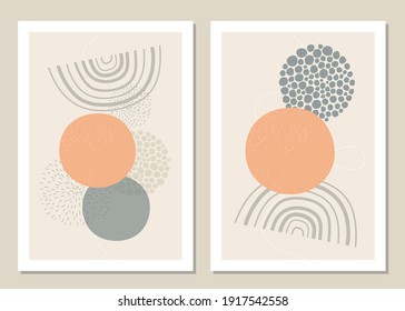 A trendy set of abstract geometric shapes in a minimal style, great decoration for walls, cards, brochures, packaging, covers. Vector illustration.