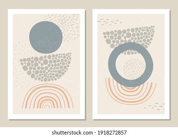 A trendy set of abstract geometric shapes in a minimal style, great decoration for walls, cards, brochures, packaging, covers. Vector wall art.