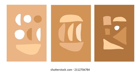 Un conjunto moderno de formas geométricas abstractas en un estilo minimalista, gran decoración para paredes, tarjetas, folletos, empaques, cubiertas. Ilustración vectorial.