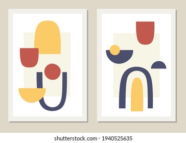 A trendy set of abstract shapes in the style of minimalism, a great decoration for walls, cards, brochures, packaging, covers. Vector illustration
