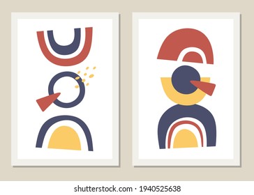 Un conjunto moderno de formas abstractas en el estilo minimalista, una gran decoración para paredes, tarjetas, folletos, empaques, cubiertas. Ilustración del vector
