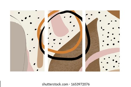 Trendy set abstract templates with creative elements and shapes in minimal modern style. 