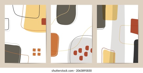 Conjunto de moda, vector de arte de pared abstracto. Arte moderno de afiches. Diseño de impresiones enmarcadas en pared, afiche de lona, arte como postal o folleto.Ilustración vectorial.