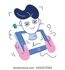 Trendy Set of AI Technology Hand Drawn Illustration

