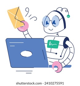 Trendy Set of AI Technology Hand Drawn Illustration

