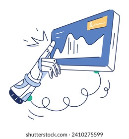 Trendy Set of AI Technology Hand Drawn Illustration

