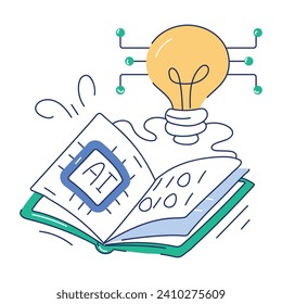 Trendy Set of AI Technology Hand Drawn Illustration

