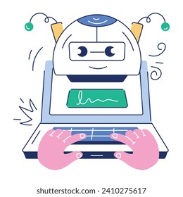 Trendy Set of AI Technology Hand Drawn Illustration

