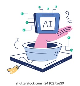 Trendsett aus handgezeichneter AI-Technologie


