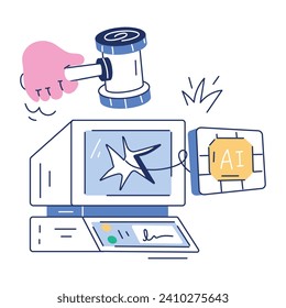 Ilustración a la moda de un conjunto de tecnologías de IA

