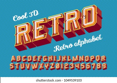 Trendy Set For Decoration Design. Retro Alphabet Vector Font. Vintage Light Sign. Neon Glow  Vector Illustration.