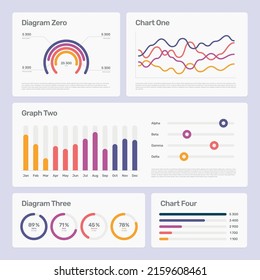 Conjunto moderno de elementos de infografía, gráficos y diagramas modernos, ilustración vectorial