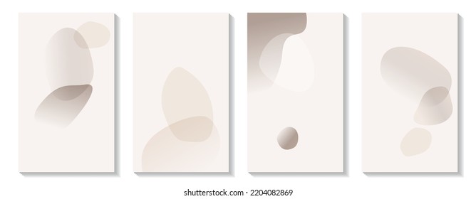 Trendy set of monochrome minimalistic abstract vector illustrations. Minimal botanical wall art. Abstract shapes in grayscale. Design for social media, blog post, print, cover, wallpaper.