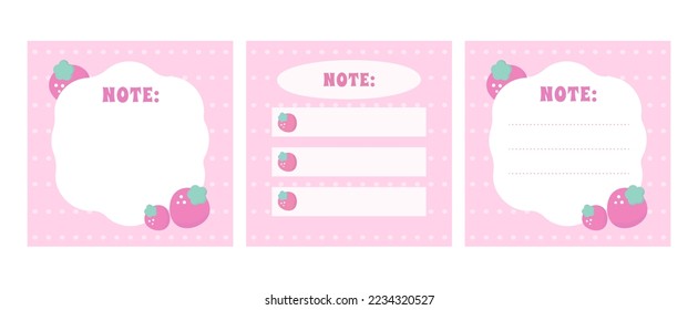 Trendy set note sticker sheets of note papers, sticky notes vector cute pastel color with hearts. Blank paper notes, sticker notepads and to do memo messages	
