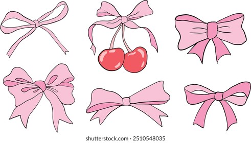 trendy set of pink bows 