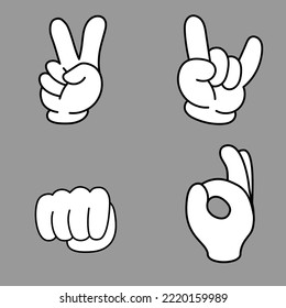 Trendy set of stylish cartoon hands showing different gestures.