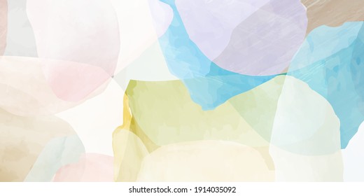 Trendy set of watercolor minimalistic abstract hand painted illustrations. Pattern abstract doodles various shapes. Great for design wall decoration, fabric, wallpaper, wrapping paper. Vector