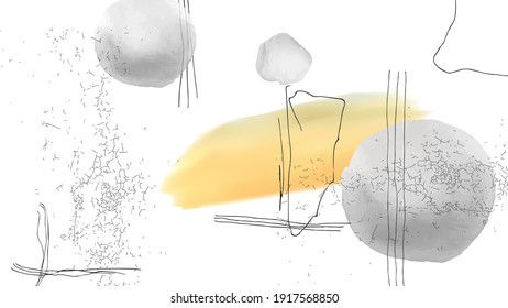 Trendy set of watercolor minimalistic abstract hand painted illustrations. Pattern abstract doodles various shapes. Great for design wall decoration, fabric, wallpaper, wrapping paper. Vector