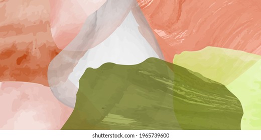  Trendy set of watercolor minimalistic abstract hand painted illustrations. Pattern abstract doodles various shapes. Great for design wall decoration, fabric, wallpaper, wrapping paper. Vector