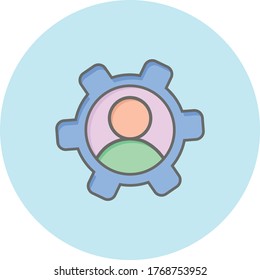Icono de ajuste de moda sobre fondo azul para web y gráfico móvil.