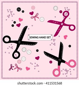 Trendy sew set isolated vector