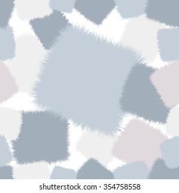 a trendy shaggy patchwork. Made in pastel blue and pink tones. Seamless pattern.