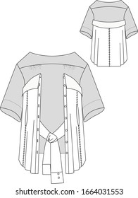 pantalones de diseño técnico de dibujo frontal y retrovisor