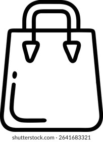Trendy shopping bag line icon with angled corners and tag-like design. Great for fashion retail or digital shopping graphics.

