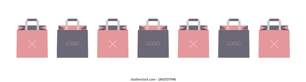Trendy shopping bags. Flat design, bags on white background. Vector illustration
