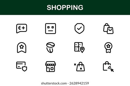 Trendy Shopping Symbols Collection. Stylish Retail, E-Commerce, and Market-Themed Vector Illustrations for Websites, Apps, and Digital Stores