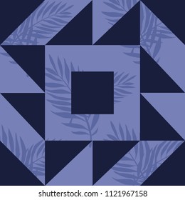 Trendy silk scarf design with triangles and leaves pattern