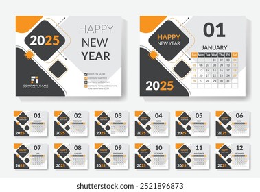 Diseño de Plantilla de calendario de escritorio de moda y simple 2025