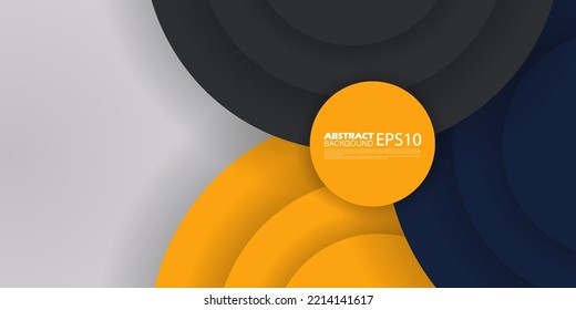 Trendy Simple Abstract Background with Dark Blue And Bright Orange Color Design.Circle Shapes style. Eps10 Vector Template