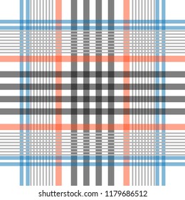 Trendy simple checkred print. Seamless pattern with thin stripes. Winter textile collection. White, grey.