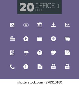 Trendy simple flat design office icons set 1 