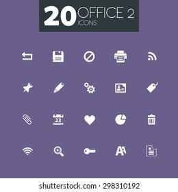 Trendy simple flat design office icons set 2