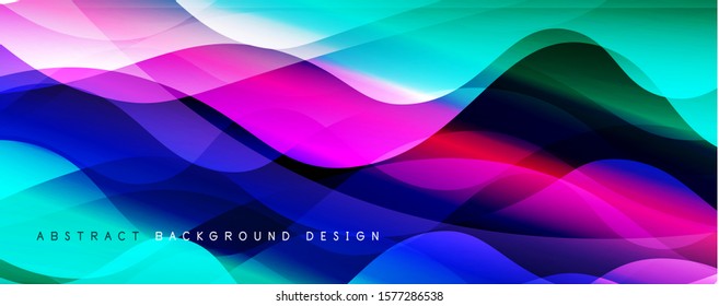 Trendy, einfache Farbverlauf-Abstrakte Hintergrund mit dynamischem Wellenlinieneffekt. Vektorgrafik für Bildschirmhintergründe, Banner, Hintergrund, Karte, Buchillustration, Landing-Page